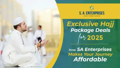 Muslim man in prayer with tasbeeh at holy site promoting exclusive Hajj package deals 2025 by SA Enterprises – affordable pilgrimage services