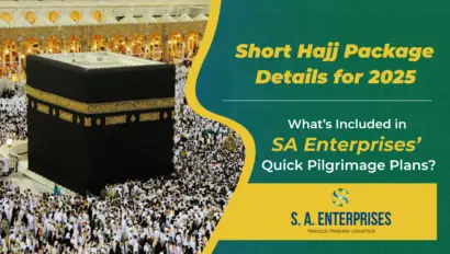 Pilgrims performing Tawaf around the Kaaba during Hajj, highlighting short Hajj package details for 2025 by SA Enterprises with quick pilgrimage plans.