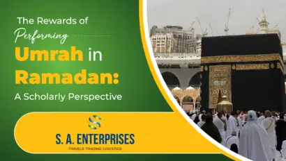 Kaaba surrounded by pilgrims during Ramadan, symbolizing the spiritual rewards of Umrah in Ramadan as promoted by SA Enterprises